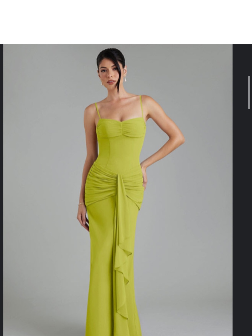 Elegant Lime Green Spaghetti-Strap Evening Dress